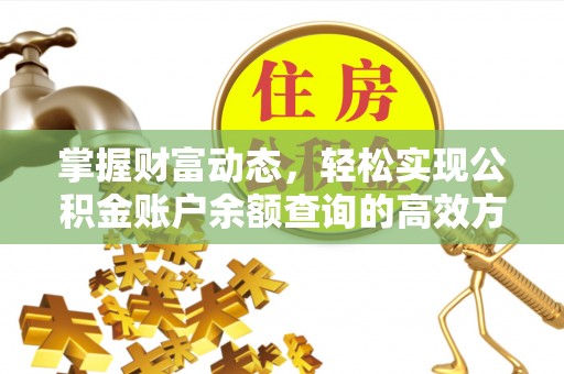 鄄城掌握财富动态，轻松实现公积金账户余额查询的高效方法