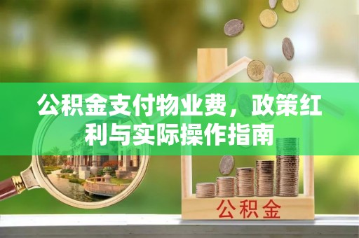 鄄城公积金支付物业费，政策红利与实际操作指南